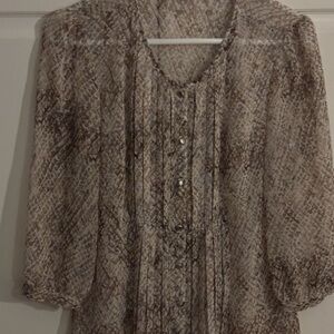 Talbots Snakeskin Print Sheer Blouse With Tank Top Size 6‎